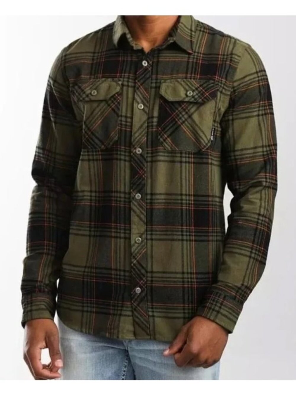 Fox Racing Traildust 2.0 Flannel Shirt Sz M Green Black Plaid Long Sleeve Mens